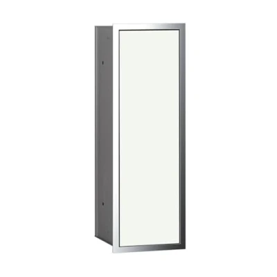 Abbildung von Emco Asis 150 Unterputz Badschrank für WC Bürste, chrom/Glas weiß, Einbauschrank, Türanschlag wählbar 973027831