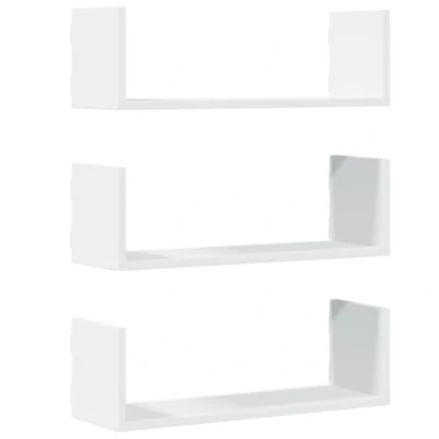 Abbildung von vidaXL Wandregale 3 STK., Wandregal mit Stauraum, Hängeregal für Esszimmer Wohnzimmer, Bücherregal Schweberegal Wandboard, Weiß Holzwerkstoff