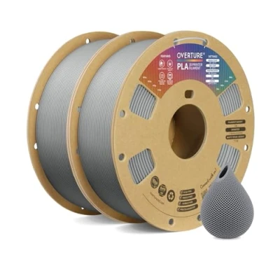 Abbildung von OVERTURE PLA Filament 1.75mm Aufgerüstet, 2kg Spule(4.4lbs), Maßgenauigkeit +/ 0.02mm, für 3D Drucker (Hellgrau 1kg*2)