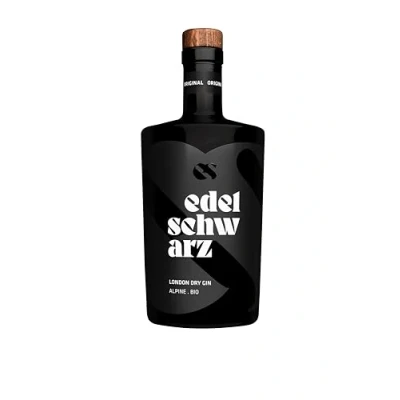 Abbildung von edelschwarz alpine bio Gin, 500 ml, 47% vol. premium handcrafted London Dry Gin 17 ausgewählte botanicals Qualität Made in Südtirol