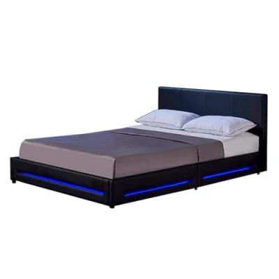 Abbildung von HOME DELUXE Bett LED ASTEROID (Set, 2 tlg., inkl. Lattenrost &amp; Beleuchtung), 180 x 200 cm gepolstertes Kopfteil, Polsterbett, Kunstlederbett