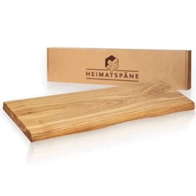 Abbildung von Heimatspäne Freischwebendes Regalbrett Baumkante 60cm [echtes Eichenholz] Wandregal Eiche massiv Echtholz Regal inkl. Montagematerial Wandboard Holz rustikal in echter Handarbeit gefertigt