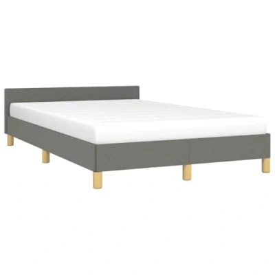 Abbildung von vidaXL Bettgestell mit Kopfteil, Bettrahmen Lattenrost, Bett Polsterbett Stützbeinen, Schlafzimmerbett Doppelbett, Dunkelgrau 120x200cm Stoff