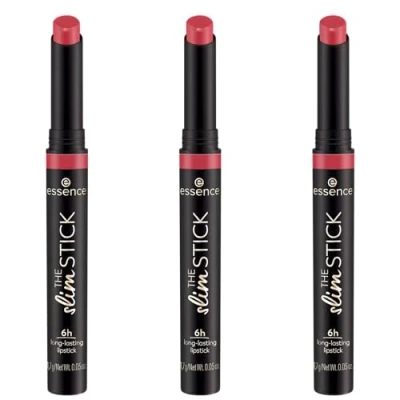 Abbildung von essence THE slim STICK, Lippenstift, Nr. 106, Pink, langanhaltend, pflegend, Expressergebnis, farbintensiv, matt, vegan, ohne Parfüm, Alkohol, Parabene, 3er Pack (3x1.7g)