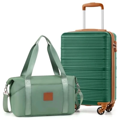 Abbildung von COOLIFE Kabinenkoffer 55x35x20cm und Kabinentasche 20L(40x25x20cm) Set für Ryanair Fluggesellschaft Handgepäck Kabinengepäck Hartschlagenkoffer Leichtgewicht mit TSA Schloss Langlebig