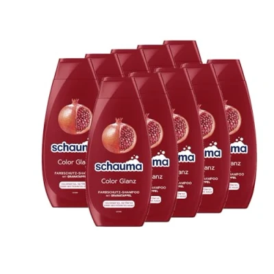 Abbildung von Schauma Schwarzkopf Farbschutz Shampoo Color Glanz (10x 400 ml), Haarshampoo pflegt coloriertes, getöntes oder gesträhntes Haar, mit Granatapfel Extrakt