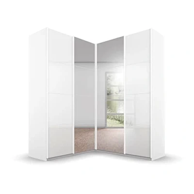 Abbildung von rauch Schwebetürenschrank &quot;Quadra&quot;, Eckschrank, Türendämpfer und Schubladeneinsatz, Glas /Spiegeltüren