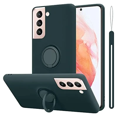 Abbildung von Cadorabo Hülle kompatibel mit Samsung Galaxy S21 5G Schutzhülle TPU Silikon Case Liquid Design Ring Slim Kratzfest Liquidsilikon Microfaser für in Grün