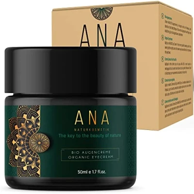 Abbildung von BIO Augenpflege mit Aloe Vera Anti Aging Augencreme gegen Falten und Augenringe Hyaluronsäure Belebendes für Männer Frauen 50ml ANA Naturkosmetik Eye Cream Made in Germany