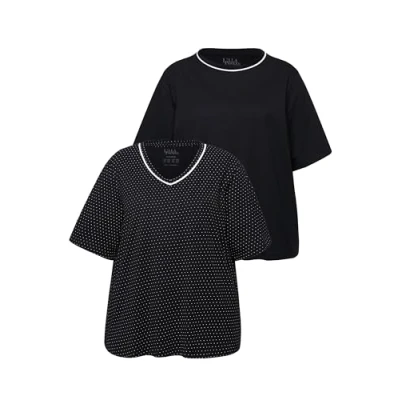 Abbildung von Ulla Popken 2 PACK Nachtwäsche Shirt, Damen, Größe: 58/60, Black