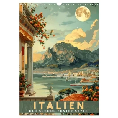 Abbildung von Italien Old School Poster Style (Wandkalender 2025 DIN A3 hoch), CALVENDO Monatskalender
