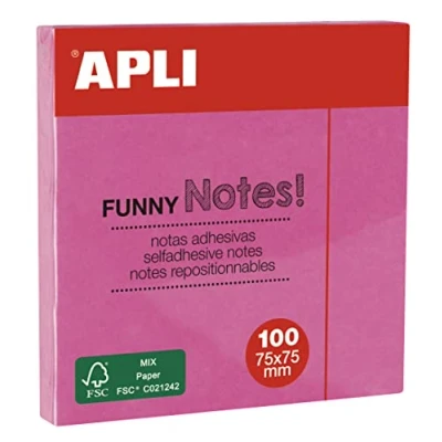 Abbildung von APLI 75 x mm selbstklebend Wiederverwendbar Noten Neon/Pink
