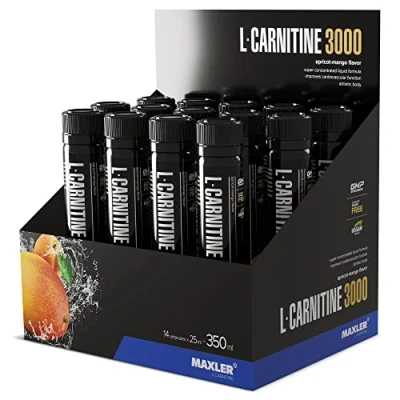 Abbildung von Maxler L Carnitine 3000 Aprikose Mango 14x25ml Hochdosiertes Carnitin Liquid Vegane Nahrungsergänzuing 3000mg Wirksotff pro Portion 14 Portionen Inklusive Messbecher