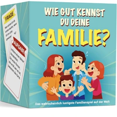 Abbildung von WIE GUT KENNST DU DEINE FAMILIE ? Das beliebte Familienspiel mit witzigen Herausforderungen und Fragen Kartenspiel Brettspiel Gesellschaftsspiel Geschenk Spieleabend Kinder, Teenager, Erwachsene