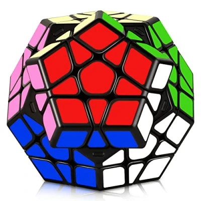 Abbildung von JOPHEK Zauberwürfel Megaminx, Megaminx Cube 3x3 Speed Magischer Würfel Dodekaeder, Easy Twist and Gentle Play (Aufkleber auf schwarzem Hintergrund)