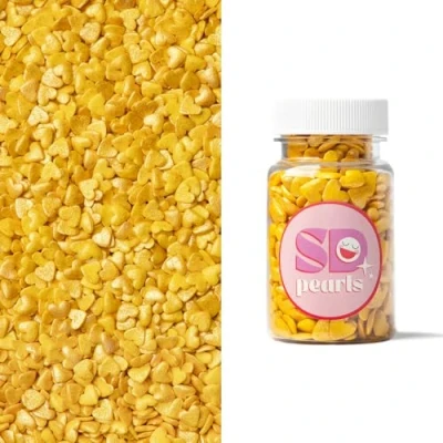 Abbildung von SD Pearls Zuckerstreusel, Bunter Streuselmix, Streusel Valentinstag, Hochzeit, Herzen, Streudekor für Torten, Kuchen, Muffins und Desserts. (Herzen Gold, 50g)