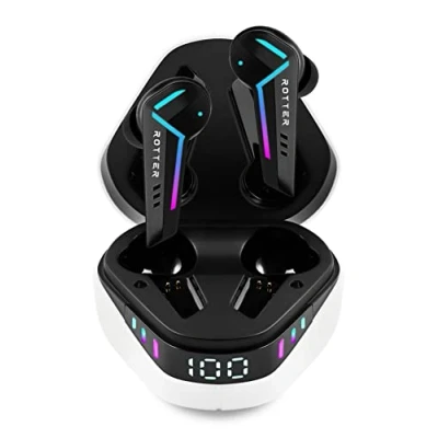 Abbildung von ROTTER® Kabellose Bluetooth Mobile Gaming Kopfhörer, Extrem Niedrige Latenz von 50 ms, 5.3, Dual Modus, 35 Stunden Spielzeit, IPX4 Wasserdicht, 6 Mikrofone (White)