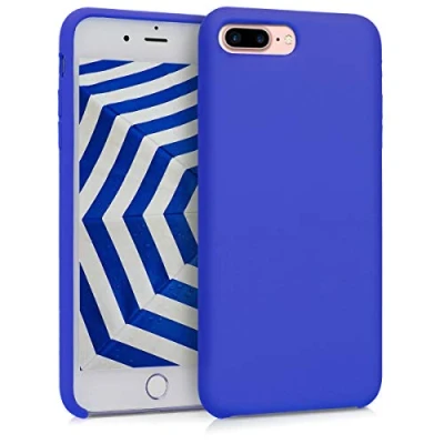 Abbildung von kwmobile Hülle kompatibel mit Apple iPhone 7 Plus/iPhone 8 Plus Silikon Handy Case Handyhülle weiche Oberfläche kabelloses Laden Baltik Blau