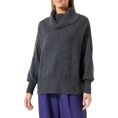 Abbildung von ONLY Damen ONLHAZEL LS Cowlneck BF KNT Strickpullover, Dark Grey Melange, Small