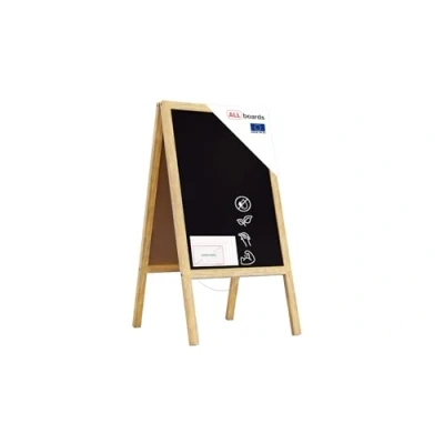 Abbildung von ALLboards Kundenstopper mit naturlackierten Holzrahmen 118x61cm, Werbetafel, Gehwegaufsteller, Aufsteller, Straßenreiter, Kreide