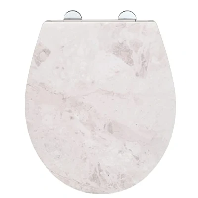 Abbildung von WENKO WC Sitz &quot;White Marble&quot;, mit Relief, aus antibakteriellem Duroplast