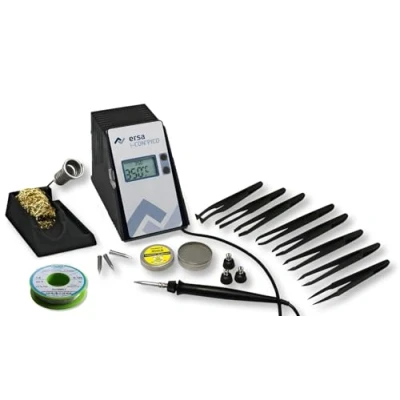 Abbildung von ERSA i CON Pico digital regelbare Lötstation 80 Watt mit umfangreichen Zubehör inkl. ESD Carbon Pinzetten SET uvm. Lötkolben Tool Löttemperatur regelbar 150 bis 450 C Auto Standby