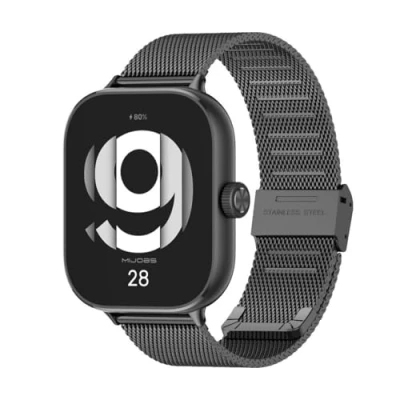 Abbildung von GIOPUEY Armband Kompatibel mit Redmi Watch 4, Geflochtenes Edelstahlarmband [Verschleißfest] [Stilvoll] Ersatzarmband Black
