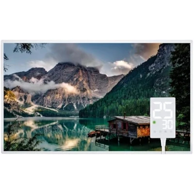 Abbildung von Heidenfeld Infrarotheizung HF HP105 𝟭𝟬 𝐉𝐀𝐇𝐑𝐄 𝐆𝐀𝐑𝐀𝐍𝐓𝐈𝐄 600 Watt Bis 16 m² Infrarot Heizkörper Elektroheizung mit Thermostat Überhitzungsschutz (600 Watt, Bergsee)