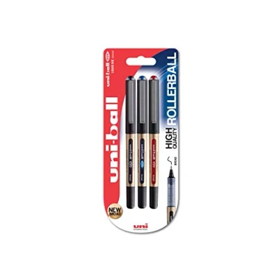 Abbildung von Eye Broad UB 150 10 Tintenroller, 1 mm Spitze, sortierte Tinte, 3 Stück (Schwarz, Blau und Rot)
