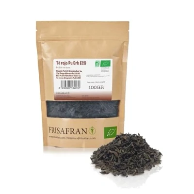 Abbildung von FRISAFRAN Bio Pu Erh Rottee, Großpackung 100g Abnehmen Diuretikum Verdauungs Entgiftung Fatburner Tee abgießen roter zum Aufguss ohne Zusatzstoffe