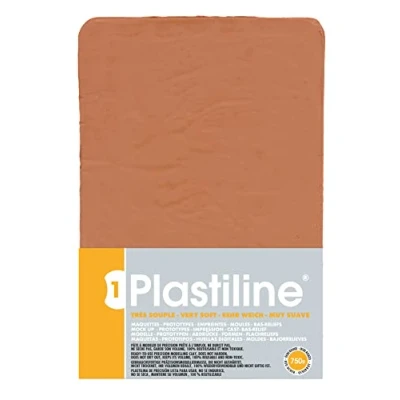 Abbildung von J. Herbin 7340T Plastiline, 750g, Härte sehr weich, ideal zum Modellieren, 100% wiederverwendbar, Ockerrot