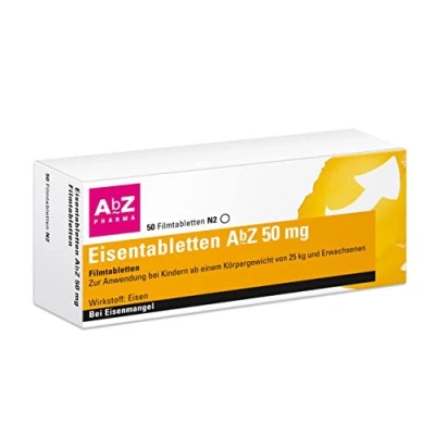 Abbildung von Eisentabletten AbZ 50 mg Filmtabletten St