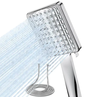 Abbildung von VOXON Duschkopf Regendusche mit Schlauch, Handbrause Duschbrause Groß, Wassersparend Hochdruck, Einhand Einstellung, Brausekopf 6 Strahlarten