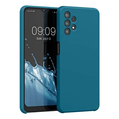 Abbildung von kwmobile Hülle kompatibel mit Samsung Galaxy A32 5G Silikon Handy Case Handyhülle weiche Oberfläche kabelloses Laden Petrol matt
