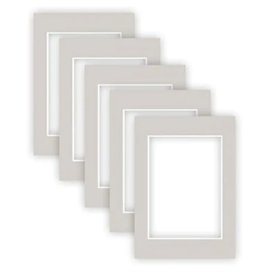 Abbildung von nielsen Conservation Passepartout Karton 2,2 mm 5er Set Außenformat 29,7x42 cm (DIN A3) für Bildformat 21x29,7 A4) Kieselgrau (hellgrau) strukturierte Oberfläche
