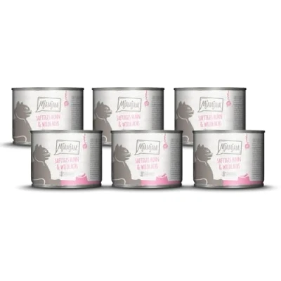 Abbildung von MjAMjAM Premium Nassfutter für Katzen saftiges Huhn und Wildlachs, 6er Pack (6 x 200 g), getreidefrei mit extra viel Fleisch