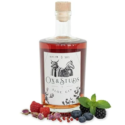 Abbildung von Ox &amp; Studs® Sloe Gin [1 x 0,5 L] Premium aus dem Schwarzwald Traditionell mit handverlesenen Schlehen Beerig, mild eine einzigartige Geschmacksexplosion