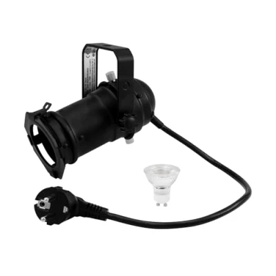 Abbildung von Eurolite Set PAR 16 Mini Scheinwerfer Spot GU 10 schwarz + Leuchtmittel 230V LED SMD 7W 3000K warmweiß