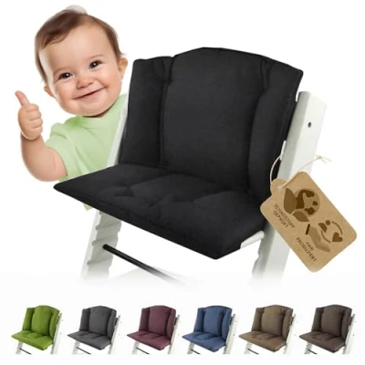 Abbildung von BAMBINIWELT Sitzkissen Auflage Bezug Ersatzkissen Kissen kompatibel mit Stokke Tripp Trapp Hochstuhl (uni schwarz)