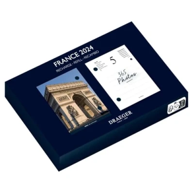 Abbildung von DRAEGER PARIS Ephémeride Agenda Yvon France Januar bis Dezember 2024 7 Sprachen 365 Tage Blatt FSC® zertifiziertes Papier, bedruckt mit pflanzlicher Tinte