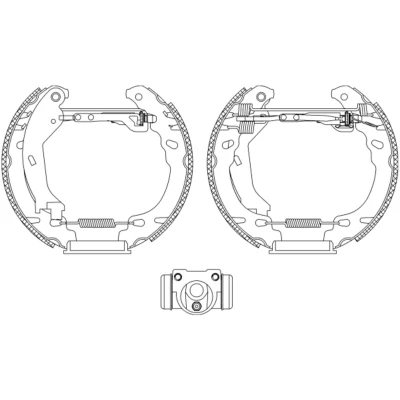 Abbildung von TEXTAR Shoe Kit Pro 84064600 Bremsensatz, Trommelbremse mit Radbremszylinder, Stellelement FIAT: Panda II Schrägheck, 500 C Cabrio