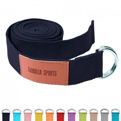 Abbildung von GORILLA SPORTS Yogagurt Yoga Gürtel, 100% Baumwolle, mit Verschluss aus Metall, Strap