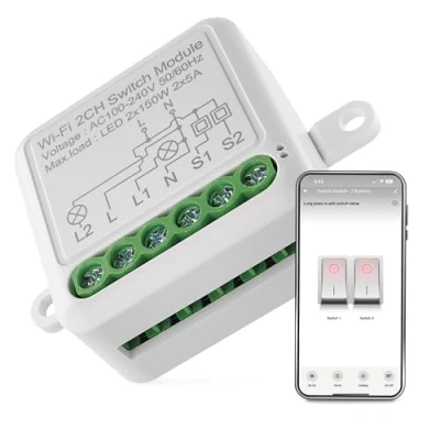 Abbildung von EMOS GoSmart Smart Home Lichtschalter Modul mit App WiFi für Doppelschalter Unterputz Relais Schalter zur Fernsteuerung, Sprachsteuerung Google und Alexa kompatibel