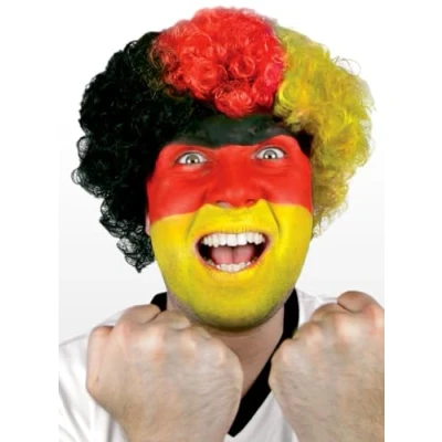 Abbildung von Maskworld Perücke Deutschland schwarz rot gold Fußball EM Fan Accessoire für diesen Sommer Locken aus Kunsthaar