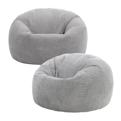 Abbildung von Icon Kingston Sitzsack Cord, Grau, 2er Pack, Erwachsene mit Füllung, Bean Bag, Cord Sessel, Lounge Stuhl, Schlafzimmer, Wohnzimmer, Wohnzimmer Möbel