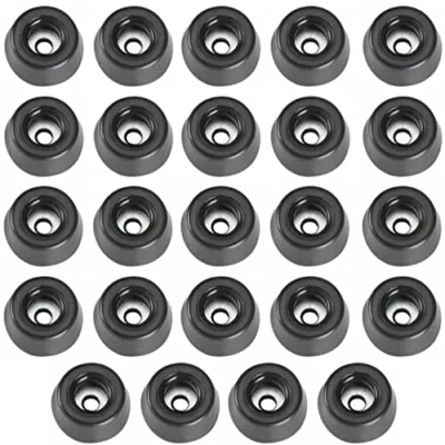 Abbildung von 24 Stück Gummifüße 20 x 9 mm Gummifuß schwarz mit Stahlscheibe Stahleinlage Adam Hall 4903