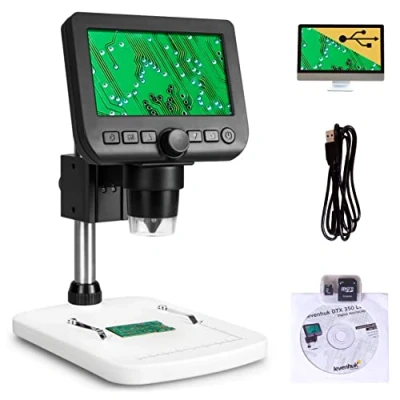 Abbildung von Levenhuk DTX 350 LCD Tragbares Digitales USB Mikroskop mit 20 Bis 300 Facher Zoom Vergrößerung für Arbeiten im Nahbereich (Elektronik, Schmuck, Biologie, Zoologie)
