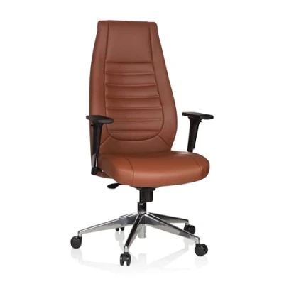 Abbildung von hjh OFFICE 600989 XXL Chefsessel VITORO Kunstleder Braun Schreibtischstuhl mit hoher Rückenlehne