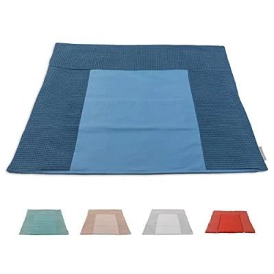 Abbildung von ULLENBOOM ® Wickelauflagenbezug 75x85 cm Blau (Made in EU) abnehmbarer Bezug für Wickelauflage 85x75, Baby Überzug Wickelunterlage aus Baumwolle, Wickelbezug Wickeltisch