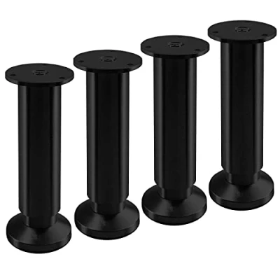 Abbildung von 4 Stück Möbelfüße TERRA Höhe 150 mm Schwarz eloxiert Stützfüße höhenverstellbar bis max. 15 mm, belastbar 250 kg/je Fuß von SOTECH